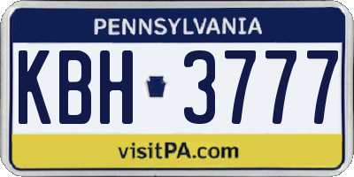 PA license plate KBH3777