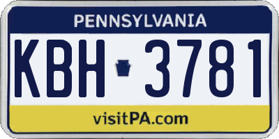 PA license plate KBH3781