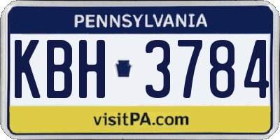 PA license plate KBH3784