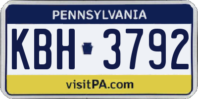 PA license plate KBH3792
