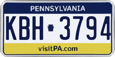 PA license plate KBH3794
