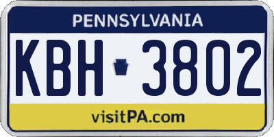 PA license plate KBH3802