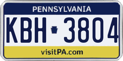 PA license plate KBH3804