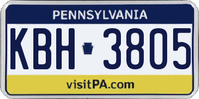 PA license plate KBH3805