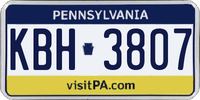 PA license plate KBH3807