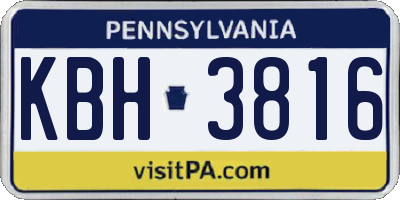 PA license plate KBH3816