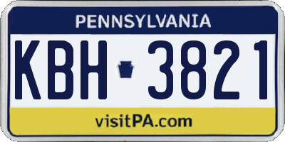 PA license plate KBH3821