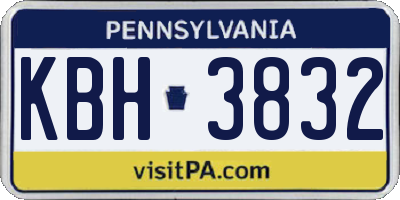 PA license plate KBH3832