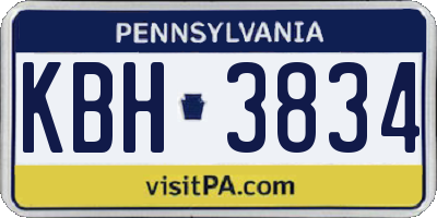 PA license plate KBH3834