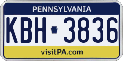 PA license plate KBH3836