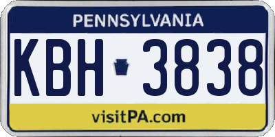 PA license plate KBH3838