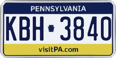 PA license plate KBH3840