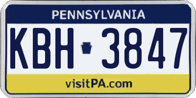 PA license plate KBH3847