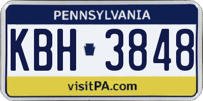 PA license plate KBH3848
