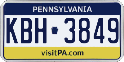 PA license plate KBH3849