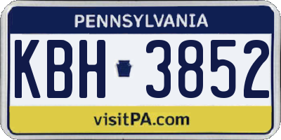 PA license plate KBH3852