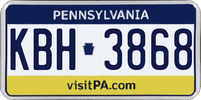 PA license plate KBH3868