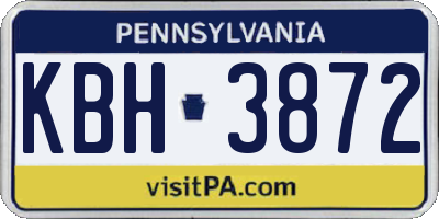 PA license plate KBH3872