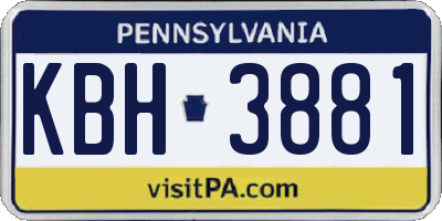 PA license plate KBH3881