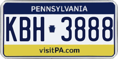PA license plate KBH3888