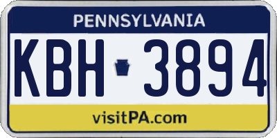 PA license plate KBH3894