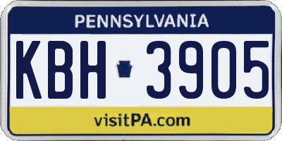 PA license plate KBH3905