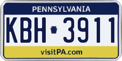 PA license plate KBH3911