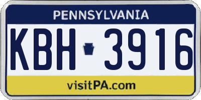 PA license plate KBH3916