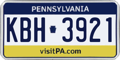 PA license plate KBH3921