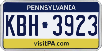 PA license plate KBH3923