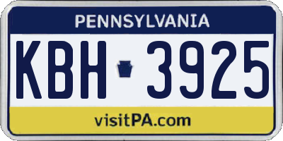 PA license plate KBH3925