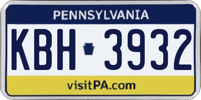 PA license plate KBH3932