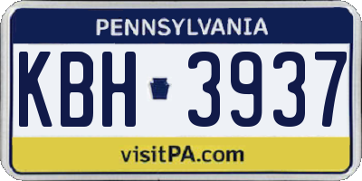 PA license plate KBH3937