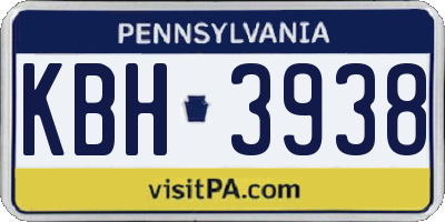 PA license plate KBH3938