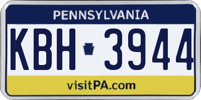 PA license plate KBH3944