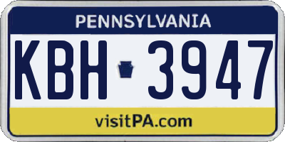 PA license plate KBH3947