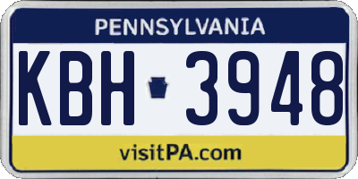 PA license plate KBH3948