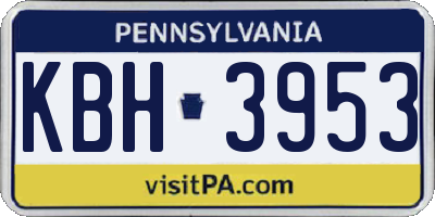 PA license plate KBH3953