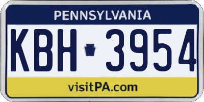PA license plate KBH3954