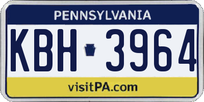 PA license plate KBH3964