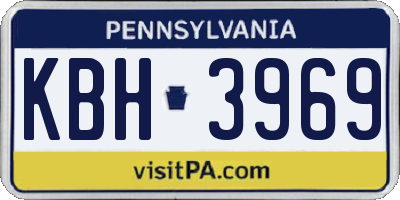 PA license plate KBH3969