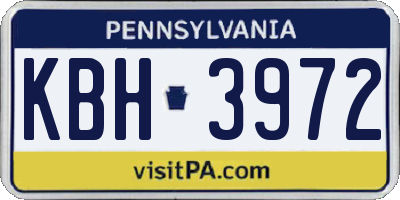 PA license plate KBH3972