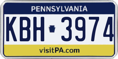 PA license plate KBH3974