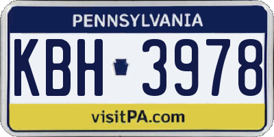 PA license plate KBH3978