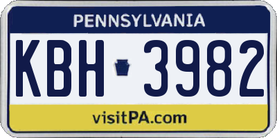 PA license plate KBH3982