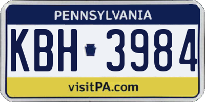 PA license plate KBH3984