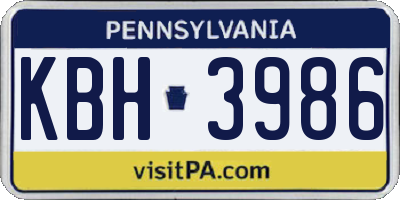 PA license plate KBH3986
