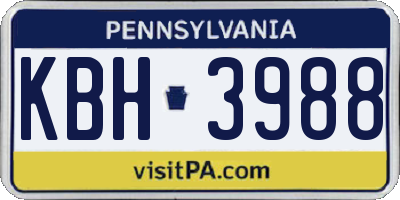PA license plate KBH3988