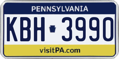 PA license plate KBH3990