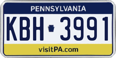 PA license plate KBH3991